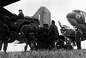 War: France Airborne September 1944 A jeep unloaded by men of the airborn division