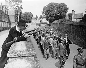 War, Invasion. OPS: Volunteers from a village marching to their positions