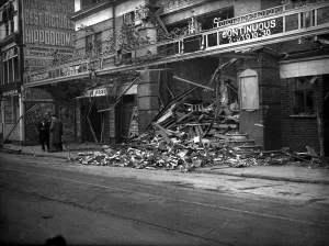 War time pictures of destruction visited on the city of Bristol by German bombers