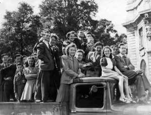 War - World War II - Cardiff - VE Day - Victory Day - These young people use a lorry as a