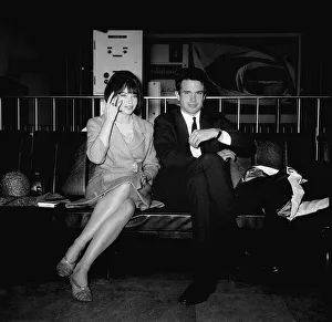 Warren Beatty actor meets Leslie Caron actress June 1965 at London airport