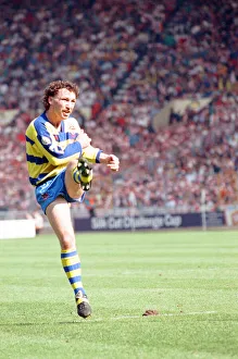 Warringtons Paul Bishop kicks for the conversion during their Rugby League Cup Final