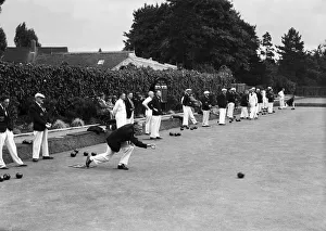 Men Only Prints: Warwickshire v Leicestershire County bowls match circa 1952
