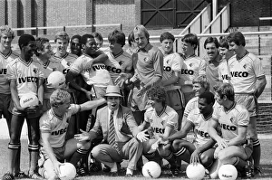 Watford FC chairman Elton John with Watford football team at a photocall
