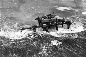 Waves Prints: Waves 25 ft. high devastating the oil rig Ocean Prince'P004429