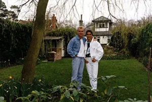 Wayne Dobson Magician with Wife Karen Dobson in rear garden of cottage Dbase A&copy;Mirrorpix