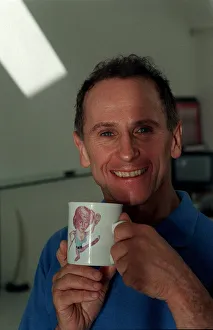 Wayne Sleep / Dancer / Actor September 98 Holding a cup with a picture of Princess