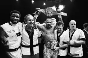 WBC and IBF, welterweight title fight between Lloyd Honeyghan and Johnny Bumphus