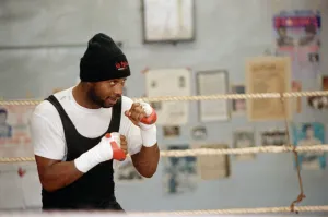 WBC super-middleweight champion Nigel Benn training ahead of his fight with Italian Mauro