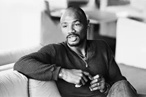 WBC and WBA world champion Marvin Hagler relaxing ahead of his sixth defence against