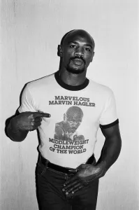01118 Prints: WBC and WBA world champion Marvin Hagler relaxing ahead of his sixth defence against