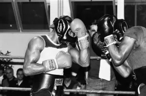 WBC and WBA world champion Marvin Hagler training for his sixth defence of his world