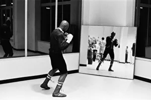 WBC and WBA world champion Marvin Hagler training for his sixth defence of his world