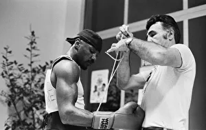 Exercise Prints: WBC and WBA world champion Marvin Hagler training for his sixth defence of his world