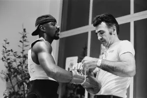 WBC and WBA world champion Marvin Hagler training for his sixth defence of his world