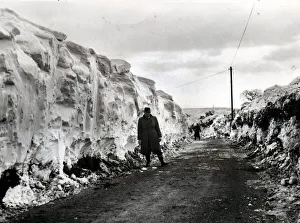 Frozen Prints: Weather - Cold - The huge snow drifts that had blocked the Llwyn-celyn Road, Cefn Mably