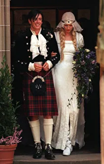 Wedding of Model Kirsty Hume and Donovan Leitch September 1997 at Luss Parish church