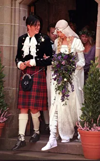 Wedding of Model Kirsty Hume and Donovan Leitch September 1997 at Luss Parish church