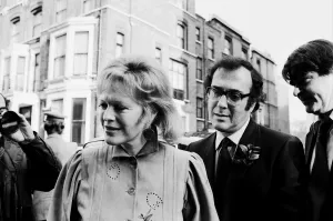 Wedding of playwright Harold Pinter and author Lady Antonia Fraser at Kensington Registry