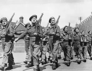 Guns Prints: The Welch contingent of Army men who took part in the Victory Parade in London