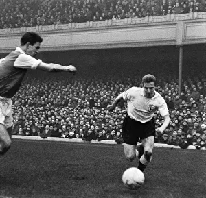 Welsh footballer Cliff Jones making his debut for Tottenham Hotspur in the 4-4 draw