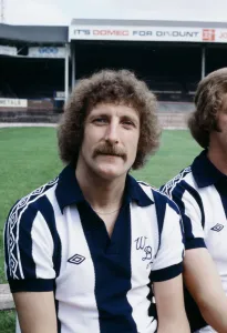 West Bromwich Albion footballer Tony Brown poses for a portrait at a photocall