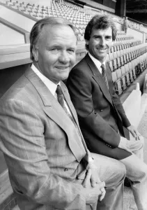West Bromwich Albion manager Ron Atkinson with new signing Colin Addisson