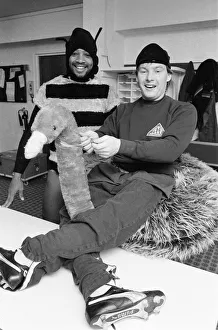 West Bromwich Albion Players, Cyrille Regis and Derek Statham wearing fancy dress