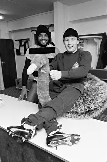 00824 Prints: West Bromwich Albion Players, Cyrille Regis and Derek Statham wearing fancy dress