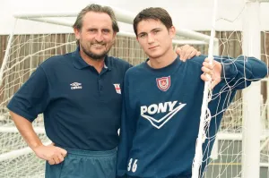 West Ham assistant manager Frank Lampard with his footballer son, also Frank Lampard