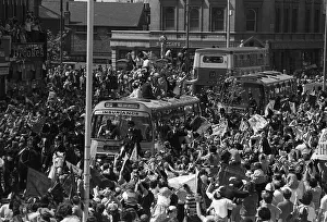 F A Cup Prints: West Ham team Parade the FA Cup through the East End streets of London on their way to