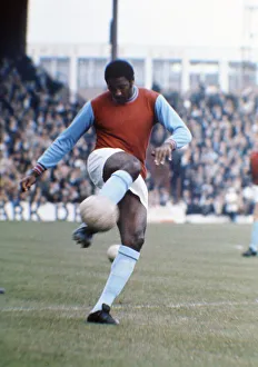West Ham United footballer Clyde Best before a league match. November 1971