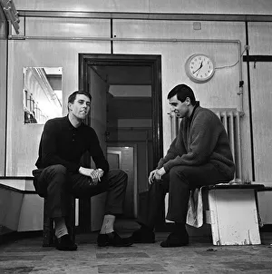 West Ham United footballers Geoff Hurst and Ron Boyce relaxing at the club