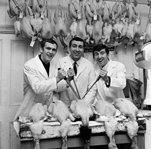 Traditional Prints: West Ham winger Peter Brabrook who has a butchers shop in East London was assisted