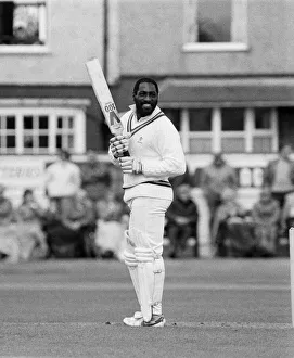 West Indies cricketer Richards in action at Riston County Cricket club where spent