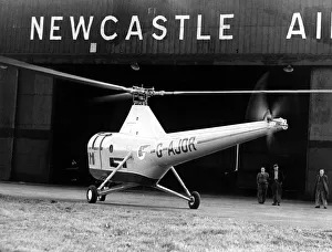 Hangar Prints: A Westland Sikorsky WS-51 Dragonfly helicopter on the tarmac at Newcastle Airport