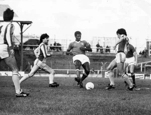 Challenge Prints: the Weymouth defence during the 2nd Round FA Cup tie at Ninian Park - 11th December 1982