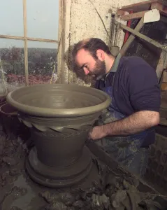 Craftsman Prints: Whichford, Warwickshire. Craftsman at work at Whichford Pottery