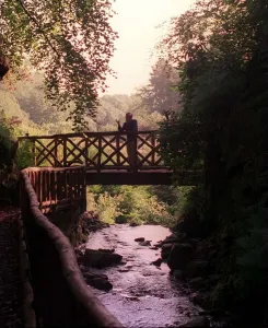Whisky trail. Ian Lundy at Glen Grant distillery gardens in Scotland October 1999