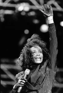 Whitney Houston US singer at the Nelson Mandela Birthday Concert at the Wembly stadium in
