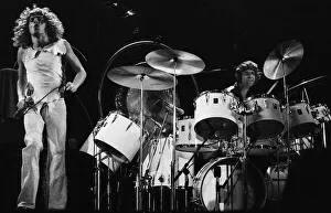 The Who rock group in concert at the Empire Pool, Wembley. Roger Daltrey and Keith Moon