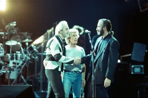 The Who rock group performing on stage in America during their reunion tour in