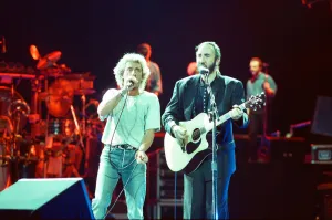 The Who rock group performing on stage in America during their reunion tour in
