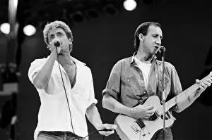 The Who rock group, performing at Wembley Stadium for Live Aid