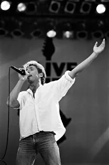 The Who rock group, performing at Wembley Stadium for Live Aid