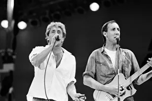 The Who rock group, performing at Wembley Stadium for Live Aid
