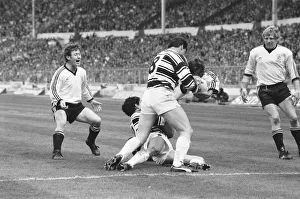 00351 Prints: Widnes attack the Hull try line during the 1982 Rugby League Cup Final. 2nd May 1982