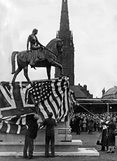 Flags Prints: The wife of US Ambassador Lewis Douglas unveils the statue of Lady Godiva in Broadgate