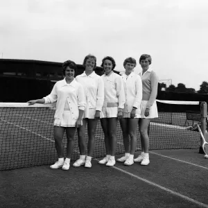 The Wightman Cup Tennis girls, including Ann Haydon (second left