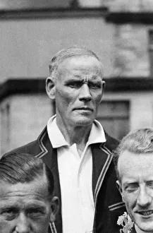 00041 Prints: Wilf Rhodes in his last Yorkshire v Lancashire game and Sid Barnes